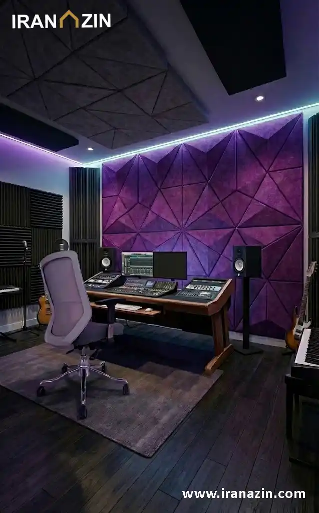 استودیو ضبط موسیقی با وول پنل بنفش