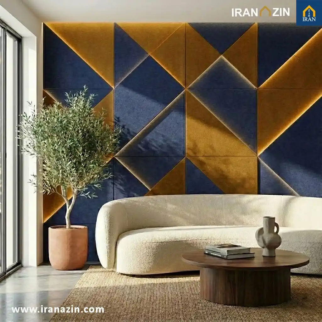 فضای نشیمن با وول پنل آکوستیک